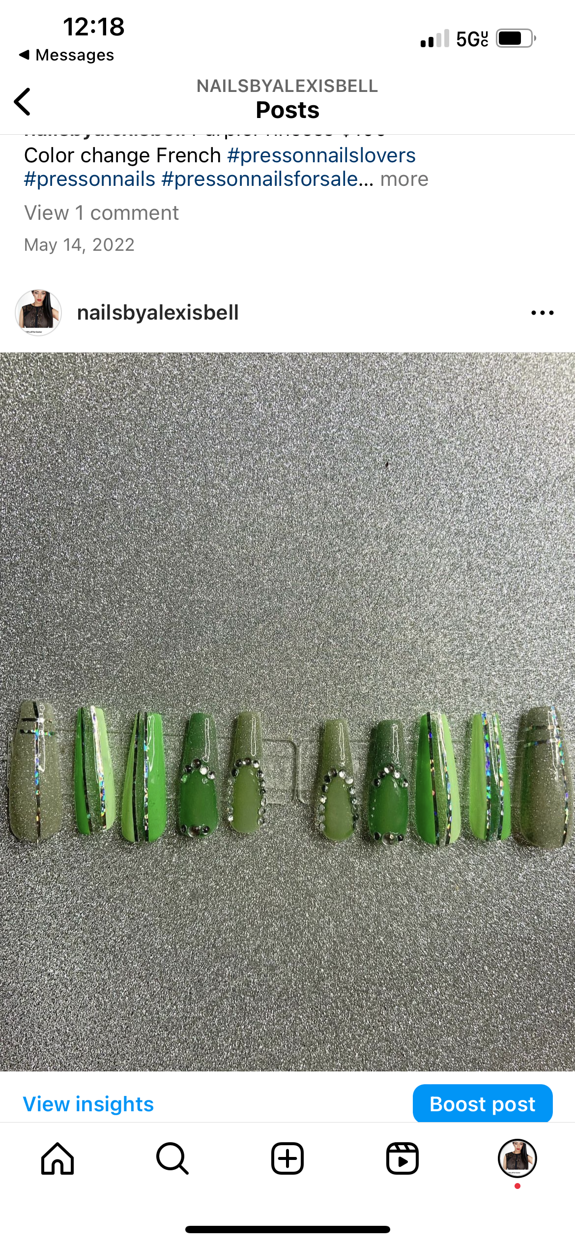 Green Goddess Length Nail Extension